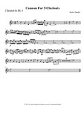 Cannon For 3 Clarinets (Clarinet 1)