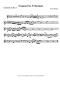 Cannon For 3 Clarinets (Clarinet 3)